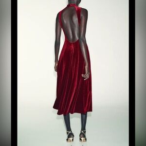 Zara limited edition celebrity style VELVET Backless MIDI DRESS